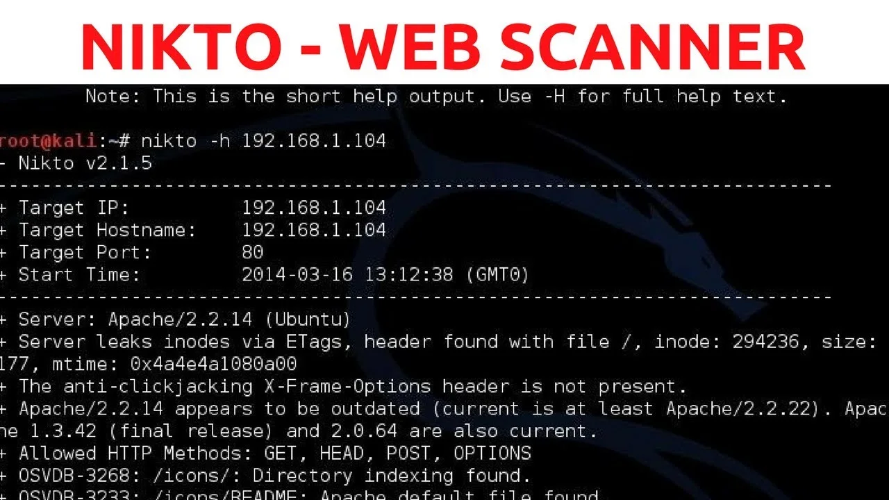 Nikto - Web sitelerinde açık tara ekran görüntüsü