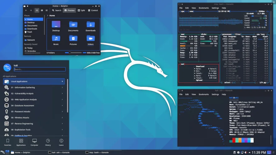 Kali Linux ekran görüntüsü